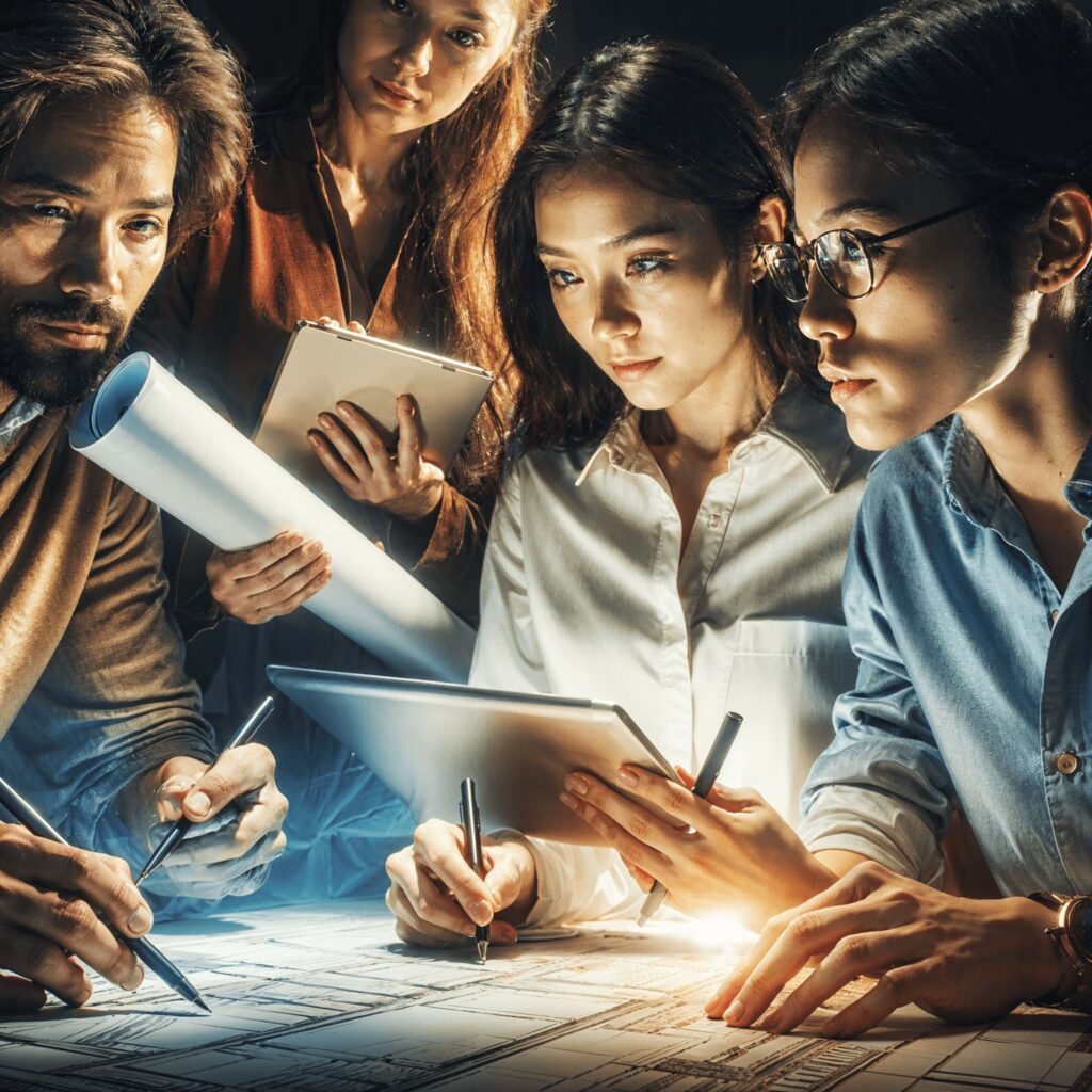 Group Freelancers working on a project